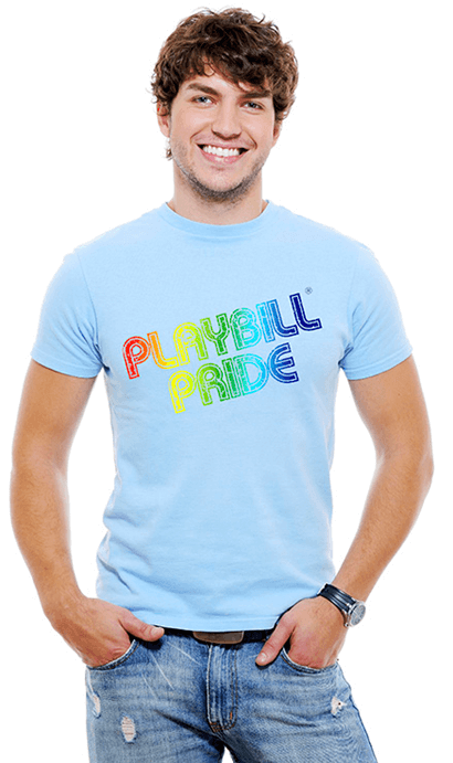 Playbill Pride - Retro Rainbow Logo Light Blue T-Shirt 